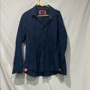 Maceoo Dark Blue Dual Patterned Shirt